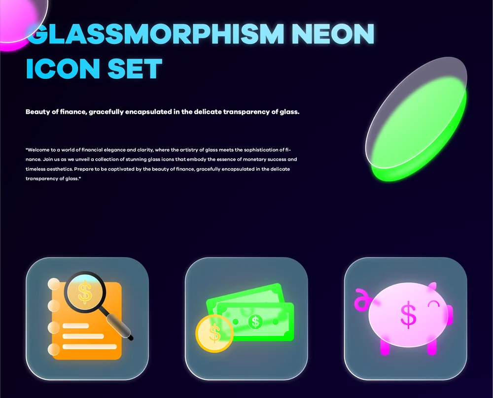 Glassmorphism Neon Icons